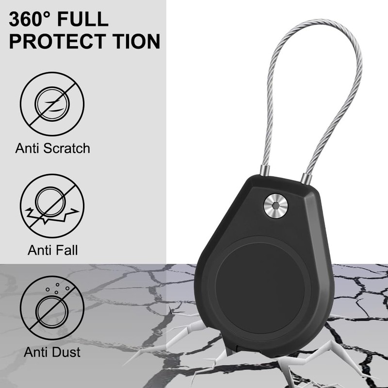 AXFEE 2PC Airtag Case with Wire Rope, Security Lock Steel