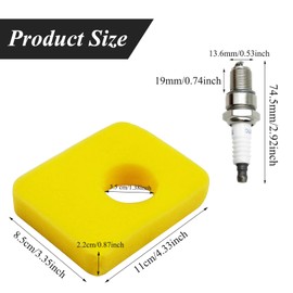 3Pcs Lawn Mower Air Filter Kit, Including 3Pcs Air Filter Foam and 3Pcs Lawn Mower Spark Plug,Replacement Lawn Mower Engine Maintenance Accessory Set Compatible with 594281, 799579 Models