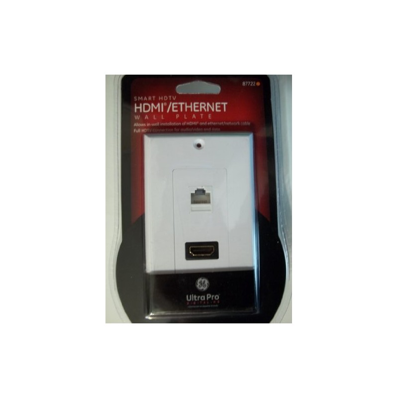 GE 87722 HDMI and Ethernet RJ45 Wall Plate, Smart HDTV