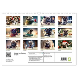 Great fun for pug lovers (Wall Calendar 2026 DIN A3 Landscape), CALVENDO 12 Month Wall Calendar