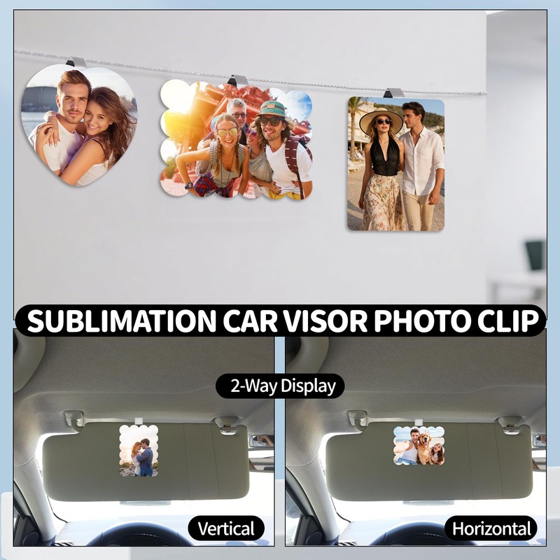 4Pack Sublimation Photo Car Visor Clips (Square)