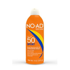 NO-AD SPF 50 SPORT Sunscreen Spray | Broad Spectrum UVA/UVB Protection | Quick Drying | Clear and Water Resistant | Octinoxate and Oxybenzone Free | 9oz