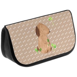 Mr. & Mrs. Panda Cosmetic Bag Dog Clover Leaf Gift Dog Love Toiletry Bag Dog Breed Cute Lucky Charm Makeup Bag Makeup Bag, brown, Hand Drawn