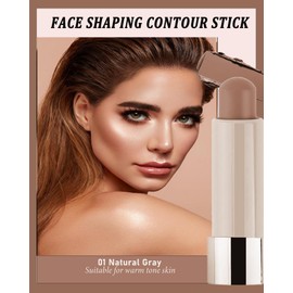 Cream Contour Stick, 2pcs Warm Toned Contour Stick Matte Finish Bronzer Stick Blendable Smooth Lightweight,Waterproof&Long Lasting Face Shaping Contouring Women Makeup for Beginners,Cruelty-free-02