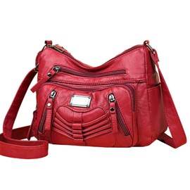 LassZone Womens Soft PU Leather Handbag Multi-Pocket Crossbody Bag Waterproof Hobo Shoulder Purse Messenger Bags with Adjustable Shoulder Strap