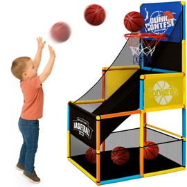 LovesTown Basketball Game Set for Kids, Basketball Hoop Indoor with 4 Balls Air Pump Adjustable Height Sports & Outdoor Play Toys for Boys Girls Birthday Party Gifts