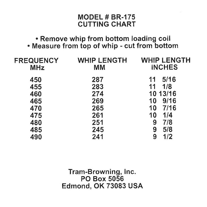 Tram Browning 450 to 490 MHz No Ground Plane UHF