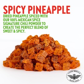 CHUZA Spicy Dried Pineapple Snacks Bites (3 oz. Pack of 2) – Mexican Candy Style Sweet Chili Spicy Pineapple Chunks, with Chili Seasoning, Powder, Dried Fruit Snacks, Spicy Snacks