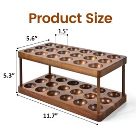 Soporte para Huevos Frescos de 2 Niveles, Soporte apilable para Almacenamiento de Huevos de Madera, Bandeja para Huevos de Madera con Capacidad para 36 Huevos Frescos, Organizador de Huevos de Cocina