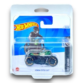 Hot Wheels Honda CB750 Café (Dark Green & Black) 2/5 Rod Squad - 2024-49/250 (Short Card) - COMES IN A KLAS CAR KEEPER SHORT CARD PROTECTOR CASE - HTC61