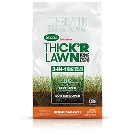 Scotts Scotts Turf Builder THICK'R LAWN Grass Seed, Fertilizer, and Soil Improver for Bermudagrass, 1,200 sq. ft., 12 lbs.