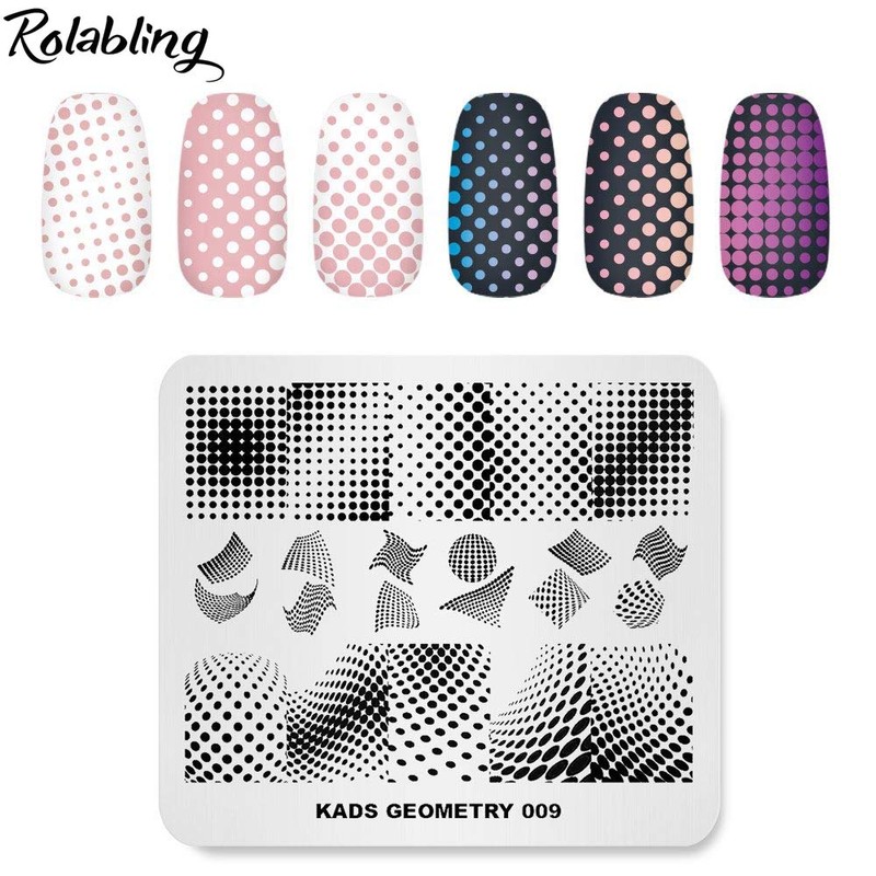 Rolabling Nail Stamping Plate Fashion Geometry Dots Abstract Spots