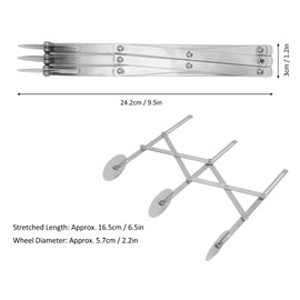 Fdit 3 Wheel Pizza Cutter Stainless Steel Retractable Pizza Wheel Cutter Dough Cutter for Baking Noodle Pastry Cutter Wheel Pasta Dough Cutter Kitchen Baking Accessory