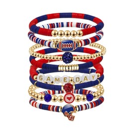 Your Always Charm Game Day Bracelets for Women Football Baseball Bracelet Stackable Heishi Clay Beaded Stretch Bracelets Football Baseball Outfit Jewelry Accessories Party Favors Gifts