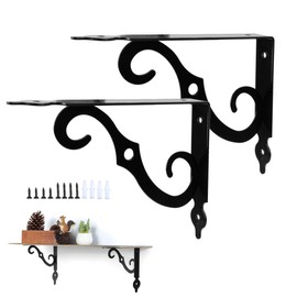 Heavy Duty Bracket, 90 Degree Metal Angle, Black, Pack of 2, 190 x 140 mm Wall Bracket, Shelf Bracket Wall, Heavy Duty Console for DIY Workbench, Bookshelf, Kitchen, Living Room