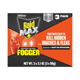 Raid Max Fogger, Insect Killer for Mosquito, Ant, Roach, Spider, Flea, For Indoor Use, 2.1 oz, 3 Count
