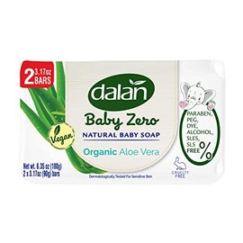 Dalan Baby Zero Natural Baby Soap Bar 3.17oz (2 Pack) - Paraben, PEG, DYE, Alcohol, SLES, SLS FREE (Aloe Vera, 2 Pack)