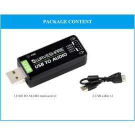 USB Audio Module External Audio Converter Compatible with RPi/Jetson Nano, USB Sound Card Support Recording and Playback, Stereo Codec, Onboard Microphone& Speaker Header, Plug and Play