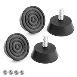 WJUAN Pack of 4 adjustable feet, galvanised steel rubber feet with M6 thread, high stability, adjustable feet, base diameter 38 mm, suitable for tables, chairs, sofas, showcases and speaker cabinets