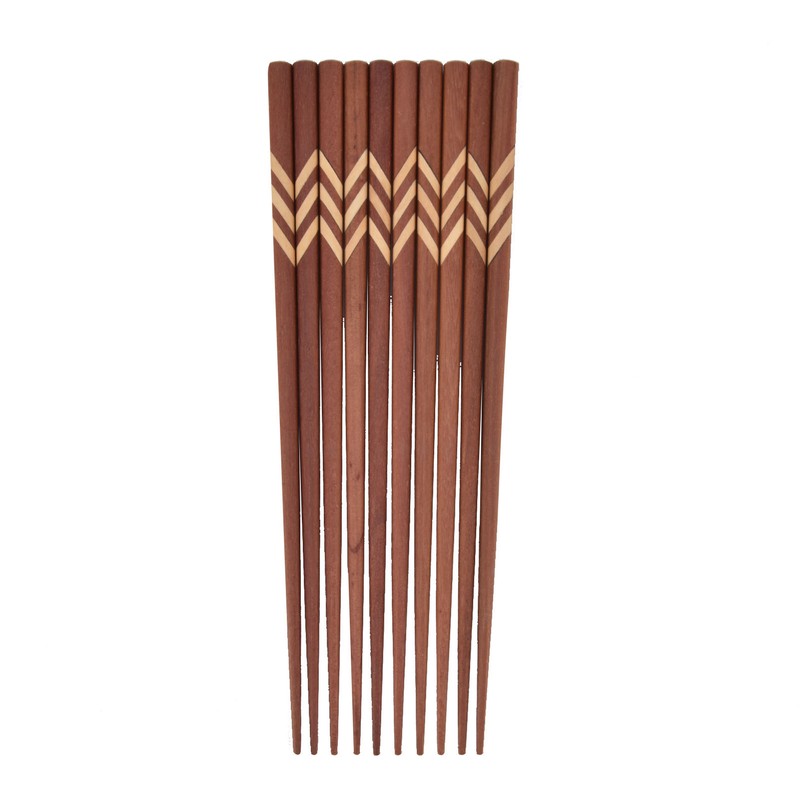 Wooden Chopsticks Japanese Style Rectangular Red Sandalwood Inlaid Boxwood Reusable