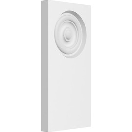 Ekena Millwork PBP045X090X075FOS02 Standard Foster Bullseye PVC Plinth Block with Square Edge, 4 1/2"W x 9"H x 3/4"P