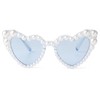 PEGH Kids Heart Shaped Sunglasses for Toddler Girls Pearl Party