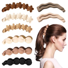 8 Pcs Bow Banana Clips Flower Banana Hair Clips Wavy Shape Large Banana Claw Clips Matte Strong Hold Ponytail Holder Clip Hair Jaw Clips Barrettes Styling Accessories for Women Girls Thick Thin Hair