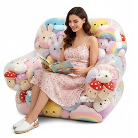 Clear Stuffed Animal Storage Chair for Kids, Extra Large Waterparoof Stuffable Zipper PVC Bean Bag Stuffed Animal Storage for Children Storage & Organizing Plush Toys, Easy to Clean
