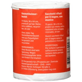 Jeden Tag Cosmetic Bin Bags, Pack of 75, 36 x 44 cm, Practical on a Roll, Extra Tear-Resistant, Recyclable, 10 Litres, 202 g