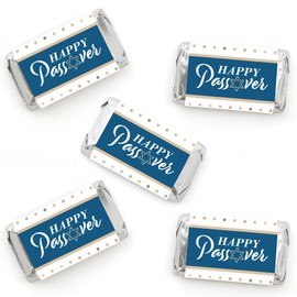 Big Dot of Happiness Happy Passover - Mini Candy Bar Wrapper Stickers - Pesach Jewish Holiday Party Small Favors - 40 Count