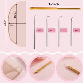 Hanaive 11 Pieces Wig Making Kit Including 6 Swiss Lace Net and Brass Ventilating Holder with 4 Ventilating Needles Wig Kit for Lace Front Wigs for Beginners(Light Brown)