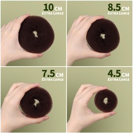 Fandamei Hair Bun Maker Set- 7 PCS Hair Donuts for Buns (1 Extra-large,2 Large,2 Medium and 2 Small), 10 Invisible Hair Nets for Buns, 20 PCS Bobby Pins, 5 PCS Hair Elastic Ties Black,Bun Maker-Brown