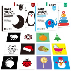 Tarjetas Estimulación Visual Bebe,80 Tarjetas Flash con 160 Patrones,Tarjetas de Alto Contraste para Bebe,Kit Estimulacion Temprana,Adecuadas para 4 Etapas Diferentes, Para Regalar a los Niños