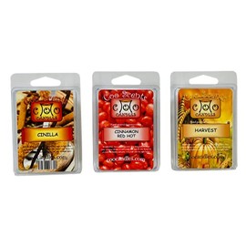 3 Pack Soy Blend Wickless Candle Bar Wax Melts - Cinnamon Scents (One Cinnamon Red Hot, one Cinilla, and one Harvest Time)