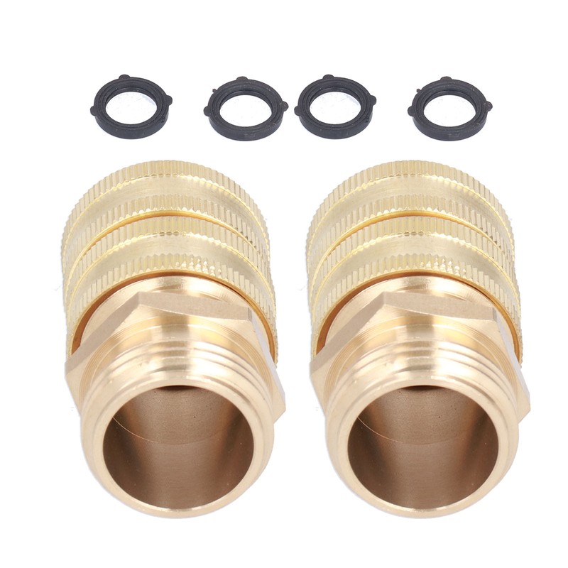 2Pairs 3/4in Brass Hose Adapter 2 Way Hose Adapter Durable