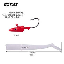 Goture Lead Head Jigs Soft Fishing Lures with Ultra-Sharp Hook, Sinking Fishing Bait Freshwater Saltwater Swimbaits for Bass, Trout, Striper, Pike (Pack of 5)