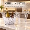 Clear Ice Buckets, 2-Pack Beverage Chiller Tubs with Built-In Handles,