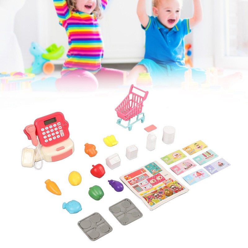 Cash Register Playset Stimulation Cosplay Learning Calculation Shopping Checkout Money