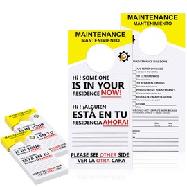 200 PCS Maintenance Door Hanger Tags Bilingual 3.5 X 7.9 in Blank Door Hangers English and Spanish Maintenance Hang Tag with Large Hole Design Paper Hang Tag for Property Management Rentals Apartments