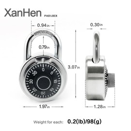XanHen Combination Padlocks with Metal Body, Indoor Use for Gym Lockers & School Locker, ‌Black, 8-Pack