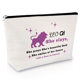 Leo Gifts for Women Leo Makeup Bag Birthday Gift for Leo Girl Zodiac Gift Cosmetic Bag Leo Constellation Gift Astrology Gift for Friends Sister Graduation Christmas Gift Zipper Travel Cosmetic Pouch