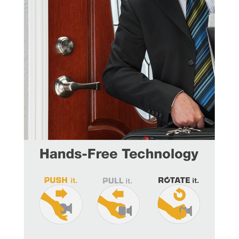 BRINKS - Harper Quick Lock Privacy Door Lever, Satin Nickel