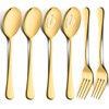 LIANYU 2 Large Gold Serving Spoons, 2 Gold Slotted Serving