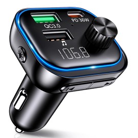 ISEYOU Bluetooth Car Adapter, 54W Max Car Bluetooth Transmitter With PD36W&Dual USB Fast Charging, Wireless Radio Receiver, Hands-Free Calling, 7 Lighting Modes, Music PlayerSupports USB Disk