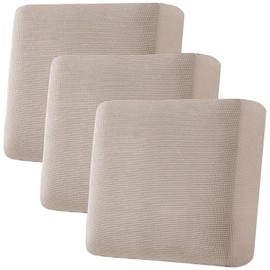 H.VERSAILTEX Super Stretch Individual Seat Cushion Covers Sofa Covers Couch Cushion Covers Slipcover Sets Thick Jacquard Textured Twill Fabric (3 Piece XL Sofa Cushion Covers, Sand)