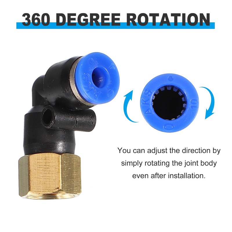 PATIKIL 1/8" Push to Connect Fitting 2 Pack PT Female