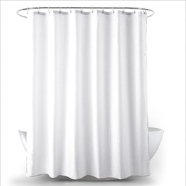 Aisaving Shower Curtain Polyester Fabric Bathroom Curtains Mould proof Water Resistant Shower Curtains with Plastic Curtain Rings and Heavy Weighted Hem, 180x180cm(White)