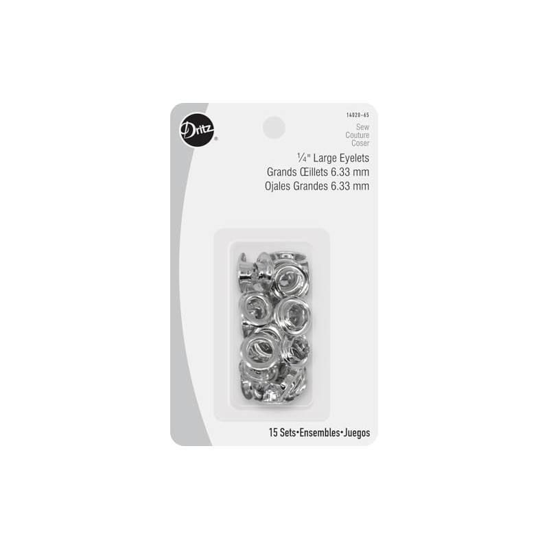 Dritz 1/4" Large, 15 Sets, Silver Eyelets, Nickel Count