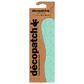 Décopatch - Ref C809C - Blue & White Dotted Pattern Paper Pack - Each Sheet 30 x 40cm, Pack of 3 Paper Sheets - Best Used With Décopach Glue & Varnish, Blue & White