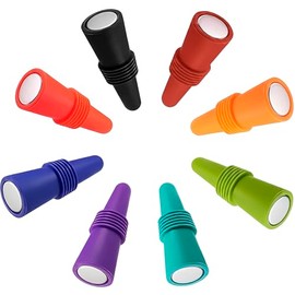 U Chef Set 8 Piezas Tapones para Botellas de Vino de Silicona de Grado Alimenticio, Sellador Reutilizable y Hermético para Mantener la Frescura de Vin